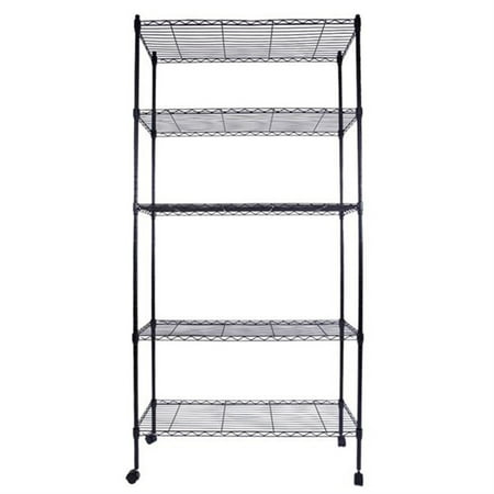 IVV 5-tier Metal Storage Shelves with 1.5 Nylon Wheels Heavy Duty Shelves Organization Shelving for Kitchen Living Room Black
IVV 5-tier Metal Storage Shelves with 1.5 Nylon Wheels Heavy Duty Shelves Organization Shelving for Kitchen Living Room Black