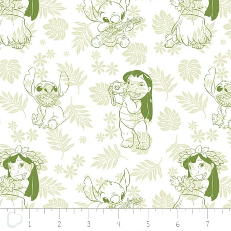 Disney Lilo & Stitch Hula Toile in Green Camelot 100% Cotton Fabric By The Yard