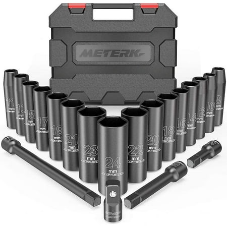 20PCS 1/2-Inch Drive Metric Deep Cr-V Impact Socket Set