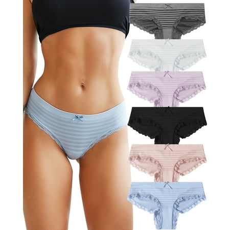 Women Sexy Underwear Cheeky Bikini Panties Lace Stretch No Show Low Rise Hipster Breathable Soft Striped S-2XL 6 Pack
Women Sexy Underwear Cheeky Bikini Panties Lace Stretch No Show Low Rise Hipster Breathable Soft Striped S-2XL 6 Pack