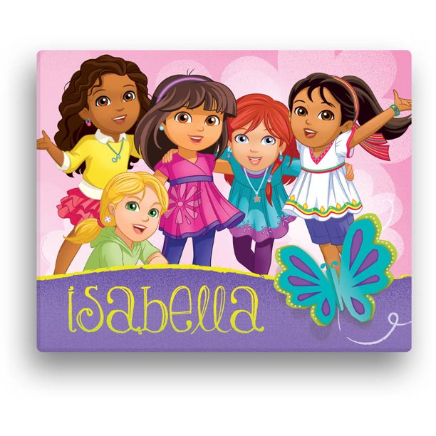 Personalized Dora and Friends Butterfly Fun Canvas Wall Art, 11" x 14"