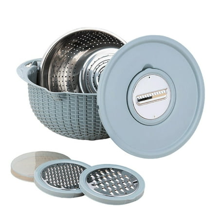 Mosey Food Colander with Mixing Bowl Multifunctional Stainless Steel Strainer Fruit Cleaner with 3 Cutting Blades Food Slicer Grater Kitchen Gadgets
Mosey Food Colander with Mixing Bowl Multifunctional Stainless Steel Strainer Fruit Cleaner with 3 Cutting Blades Food Slicer Grater Kitchen Gadgets
