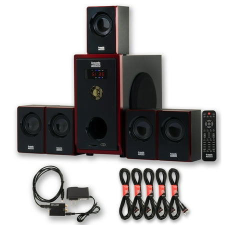 Acoustic Audio AA5103 Home Theater 5.1 Speaker System with Optical Input and 5 Extension Cables