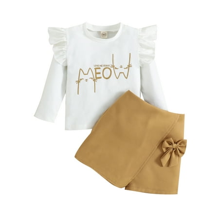 EYIIYE Toddler Kids Girls Fall 2PCS Outfits Letter Print Long Sleeve Ruffle Tops + Solid Color Bowknot Skirt Shorts Set 2-7 Years
EYIIYE Toddler Kids Girls Fall 2PCS Outfits Letter Print Long Sleeve Ruffle Tops + Solid Color Bowknot Skirt Shorts Set 2-7 Years