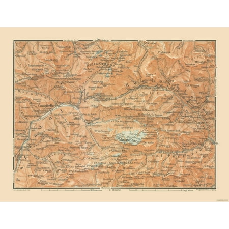 Marmolada Glacier Italy - Baedeker 1910 - 30.27 x 23