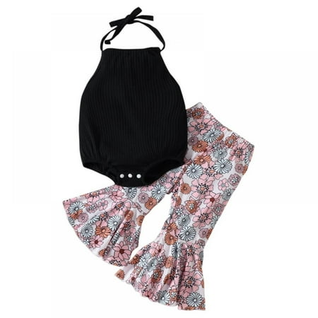 Xmarks Toddler Baby Girl Jumpsuit Romper Boho Overalls Bell-Bottom Pants Baby Girl Clothes 2 Pieces Black 6-12M
Xmarks Toddler Baby Girl Jumpsuit Romper Boho Overalls Bell-Bottom Pants Baby Girl Clothes 2 Pieces Black 6-12M