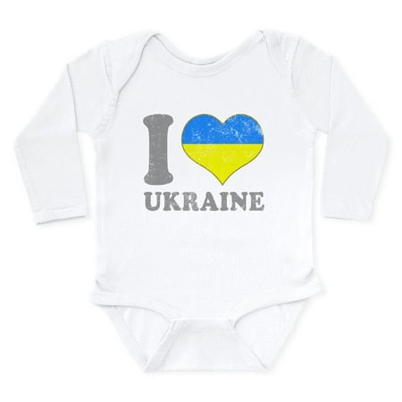 

CafePress - I Love Ukraine Native Ukrainian Flag Body Suit - Long Sleeve Infant Bodysuit