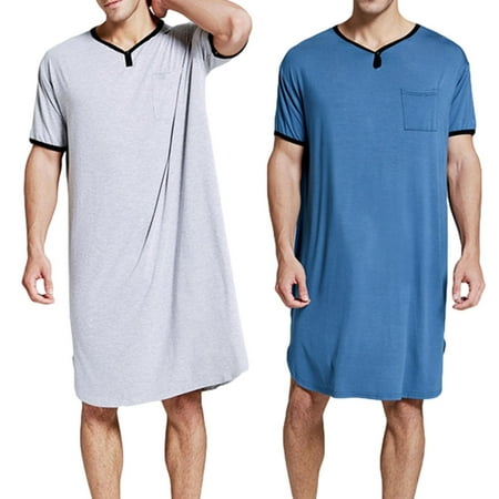 Men s Nightshirt Nightwear ComfyShort Sleeve Long Sleep Shirt