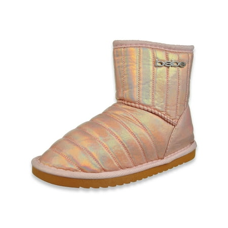 Bebe Girls Iridescent Quilted Boots - rose gold 3 youth