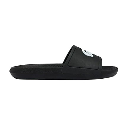 Lacoste Men s Croco Synthetic Slides (Black White)