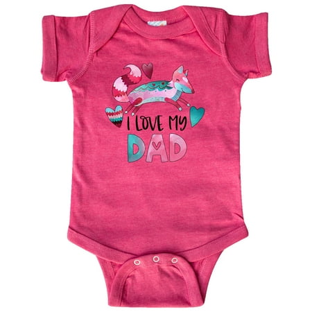 Inktastic I Love My Dad Pink and Blue Fox with Hearts Gift Baby Boy or Baby Girl Bodysuit