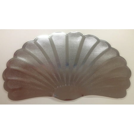 SET OF 6 MYLAR SILVER PLACEMATS METALLIC LOOK SHELL SHAPE