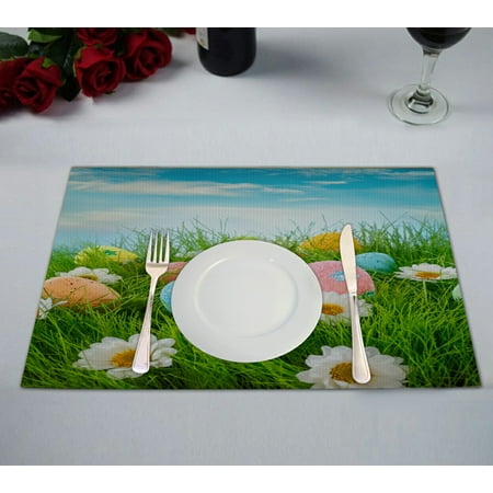 ECZJNT easter eggs grass blue sky Placemat Table Mat Cup Mat 12x18 inch Set of 2
ECZJNT easter eggs grass blue sky Placemat Table Mat Cup Mat 12x18 inch Set of 2