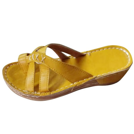 ZTTD Summer Womens Flat Open Toe Non-Slip Sandals Flip Flops Beach Shoe Roman Slipper Women s Slipper A