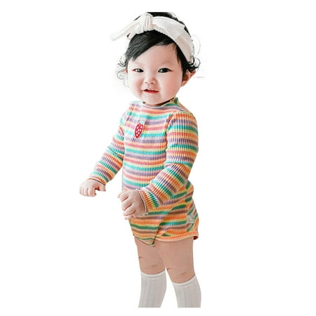 Newborn Infant Baby Boys Girls Spring and Autumn Rainbow Striped Print Long Sleeve Romper Bodysuit Outfits
Newborn Infant Baby Boys Girls Spring and Autumn Rainbow Striped Print Long Sleeve Romper Bodysuit Outfits