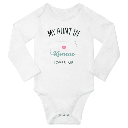 My Aunt In Kansas Loves Me Baby Long Short Sleeve Romper Bodysuits 6-12 Months
My Aunt In Kansas Loves Me Baby Long Short Sleeve Romper Bodysuits 6-12 Months