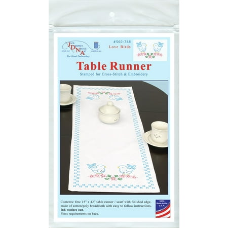 Jack Dempsey Stamped Table Runner/Scarf 15 X42 -Love Birds
