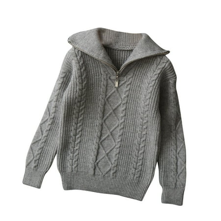 ATOGUTA Boys Girls Sweater Winter Turtle Neck Long Sleeve Cable Knit Sweater 1/4 Zip Solid Pullover Sweater Gray Size 6-16
ATOGUTA Boys Girls Sweater Winter Turtle Neck Long Sleeve Cable Knit Sweater 1/4 Zip Solid Pullover Sweater Gray Size 6-16