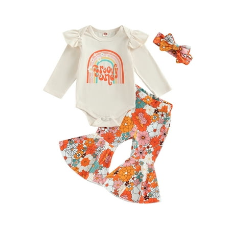 Lamuusaa 3Pcs Baby Girl Fall Outfits Long Sleeve Romper + Floral Bell Bottoms + Headband Set Winter Outfit
Lamuusaa 3Pcs Baby Girl Fall Outfits Long Sleeve Romper + Floral Bell Bottoms + Headband Set Winter Outfit