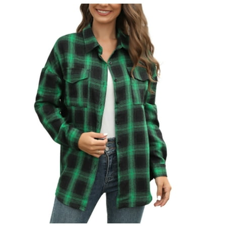 jsaierl Women s Button Down Flannel Shirts Plaid Shacket Long Sleeve Collared Jacket Coats with Chest Pockets
jsaierl Women s Button Down Flannel Shirts Plaid Shacket Long Sleeve Collared Jacket Coats with Chest Pockets