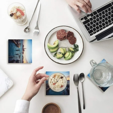 ZHANZZK Travel Theme Blue Sea Pier Fishing Boat Nightfall Landscape Set of 6 Coaster for Drinks Absorbent Ceramic Stone Coasters Cup Mat with Cork Base for Home Kitchen Room Coffee Table Bar Decor
ZHANZZK Travel Theme Blue Sea Pier Fishing Boat Nightfall Landscape Set of 6 Coaster for Drinks Absorbent Ceramic Stone Coasters Cup Mat with Cork Base for Home Kitchen Room Coffee Table Bar Decor
