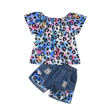 Toddler Kids Baby Girls Leopard Print T shirt Tops Denim Shorts Outfits Set Streetwear Outfits For 18-24 Months
Toddler Kids Baby Girls Leopard Print T shirt Tops Denim Shorts Outfits Set Streetwear Outfits For 18-24 Months