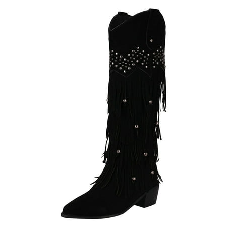 DVKOVI Womens Dress Shoes Boots for Women Knee High Women Mid Calf Boots Fashionable Vintage Tassel Decoration Pointed Toe Thick Heels Comfortable Autumn Winter Shoes Black 42
DVKOVI Womens Dress Shoes Boots for Women Knee High Women Mid Calf Boots Fashionable Vintage Tassel Decoration Pointed Toe Thick Heels Comfortable Autumn Winter Shoes Black 42