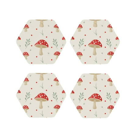 Fuzoiu Flat Mushrooms Print Leather Coasters Set Drink Coasters Set of 4 for Tabletop Protection Durable PVC Coasters Home Décor and Housewarming Gift-Hexagon
Fuzoiu Flat Mushrooms Print Leather Coasters Set Drink Coasters Set of 4 for Tabletop Protection Durable PVC Coasters Home Décor and Housewarming Gift-Hexagon