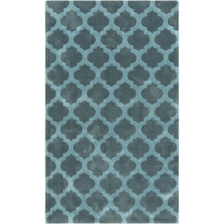 8' x 11' Contempo Quatrefoil Teal Green and Marine Blue Hand Tufted Area Throw Rug