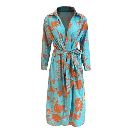 Cara Lady Women s Autumn Fashion Printed Striped Shirt Collar Long Sleeve Tie One Piece Mid-Length Dress Light Blue / M
Cara Lady Women s Autumn Fashion Printed Striped Shirt Collar Long Sleeve Tie One Piece Mid-Length Dress Light Blue / M