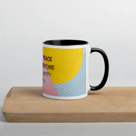 GloWell Designs - Mug with Color Inside - Motivational Quote - Live At Peace