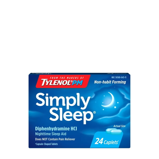 Simply Sleep Non-Habit Forming Nighttime Sleep Aid Caplets, 24 ct