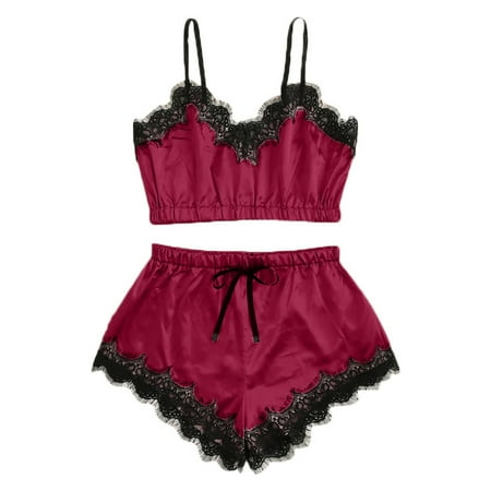 ICQOVD Women Sleepwear Sleeveless Strap Nightwear Lace Trim Satin Cami Top Pajamas Sets
ICQOVD Women Sleepwear Sleeveless Strap Nightwear Lace Trim Satin Cami Top Pajamas Sets