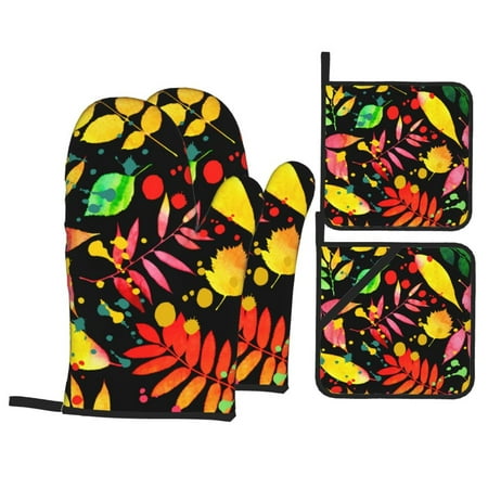 XMXT Heat Resistant Oven Mitts and Pot Holders Sets Colorful Plant Leaves Oven Mitt Hot Pads Kitchen Cooking BBQ Gloves 4 Pcs
XMXT Heat Resistant Oven Mitts and Pot Holders Sets Colorful Plant Leaves Oven Mitt Hot Pads Kitchen Cooking BBQ Gloves 4 Pcs