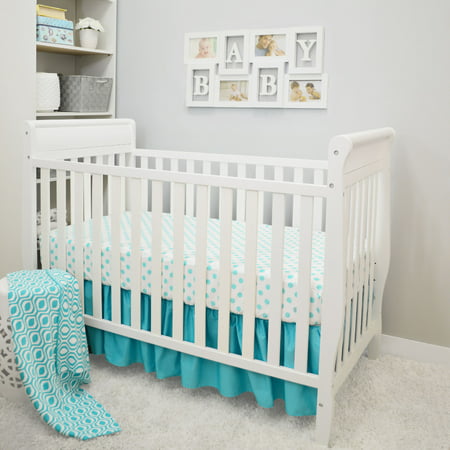 Baby Chevron Crib Bedding Set Aqua Dot & Aqua Ogee 3 Piece Set
