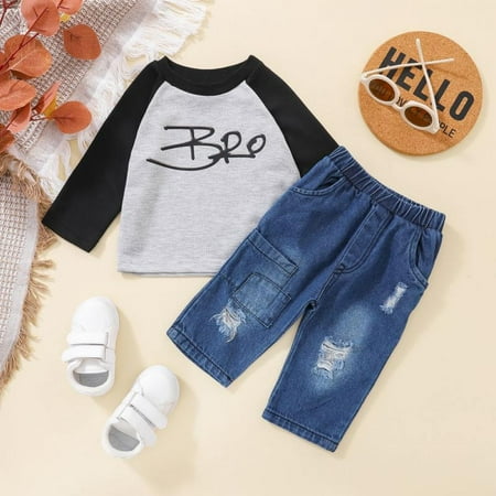 Promotion!Toddler Baby Boy Clothes Long sleeve Sweatshirt Top+Ripped Denim Pants 2pcs Fall Winter Outfit Sets
Promotion!Toddler Baby Boy Clothes Long sleeve Sweatshirt Top+Ripped Denim Pants 2pcs Fall Winter Outfit Sets