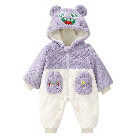 Lovskoo Infant Baby Girl Boy One Piece Outfit Toddler Solid Color Plush Cute Bear Ears Winter Thick Keep Warm Jumpsuit Romper Purple
Lovskoo Infant Baby Girl Boy One Piece Outfit Toddler Solid Color Plush Cute Bear Ears Winter Thick Keep Warm Jumpsuit Romper Purple