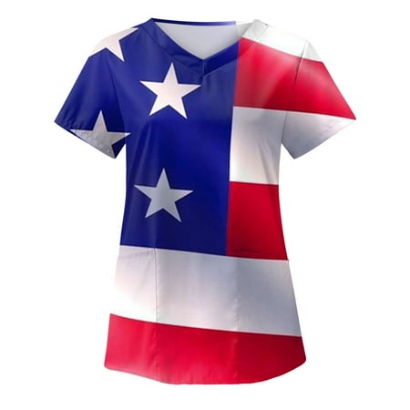 Women Scrubs Top Summer Independence Day Printed Care V-Neck Working Uniform Nurses Clothing Party Ladies Streetwear Dailywear
Women Scrubs Top Summer Independence Day Printed Care V-Neck Working Uniform Nurses Clothing Party Ladies Streetwear Dailywear