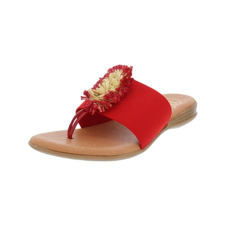 Andre Assous Womens Novalee Metallic Fringe Pom Thong Sandals