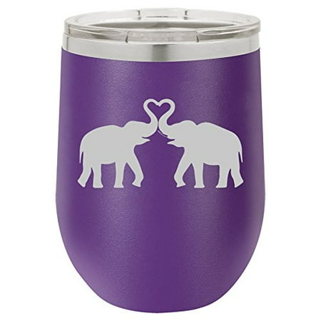 12 oz Double Wall Vacuum Insulated Stainless Steel Stemless Wine Tumbler Glass Coffee Travel Mug With Lid Elephants Making Heart (Purple)
12 oz Double Wall Vacuum Insulated Stainless Steel Stemless Wine Tumbler Glass Coffee Travel Mug With Lid Elephants Making Heart (Purple)