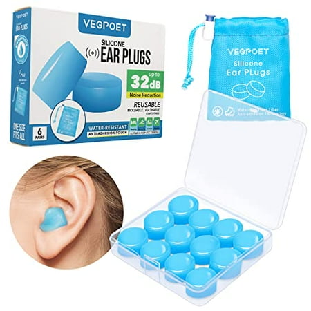 Ear Plugs for Sleeping - Vegpoet Reusable Moldable Silicone Earplugs Noise Cancelling Reduction for Concerts Swimming Shooting Snoring Airplane Musicians Motorcycle 12 Pack
Ear Plugs for Sleeping - Vegpoet Reusable Moldable Silicone Earplugs Noise Cancelling Reduction for Concerts Swimming Shooting Snoring Airplane Musicians Motorcycle 12 Pack