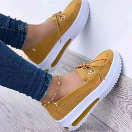 Women s 2023 spring and summer new round head casual thick bottom lace up women s single shoes women s shoes