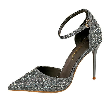 Sandals for Woman Pointed Toe Wedding Blingbling Heels Shoes for Women Grey Size 7.5
Sandals for Woman Pointed Toe Wedding Blingbling Heels Shoes for Women Grey Size 7.5