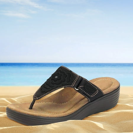 Dezsed Women s Wedges Slippers Clearance Women s Comfortable Flip-Flops Sandals With A Buckle And Low Wedge Heel Casual Slippers Black 42
Dezsed Women s Wedges Slippers Clearance Women s Comfortable Flip-Flops Sandals With A Buckle And Low Wedge Heel Casual Slippers Black 42