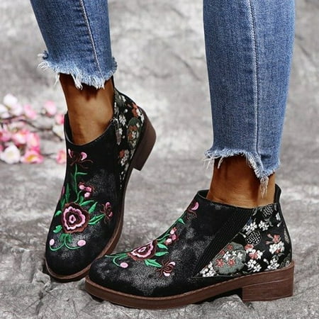 Womens Boots Women s Fashion Mid-heel Short Boots Embroidered Retro Round Toe Side Zipper Single Boots Black 7.5 Boots for Women
Womens Boots Women s Fashion Mid-heel Short Boots Embroidered Retro Round Toe Side Zipper Single Boots Black 7.5 Boots for Women