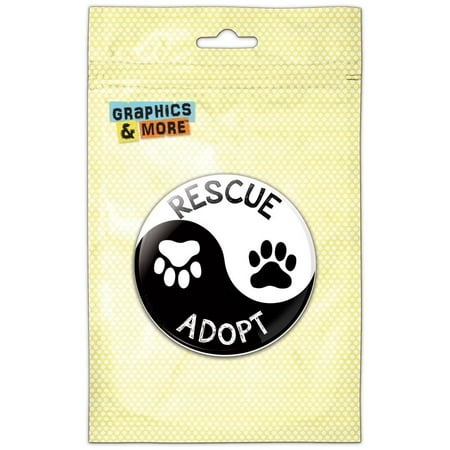 Rescue Adopt Yin Yang Paw Prints Dogs Cats Refrigerator Button Magnet