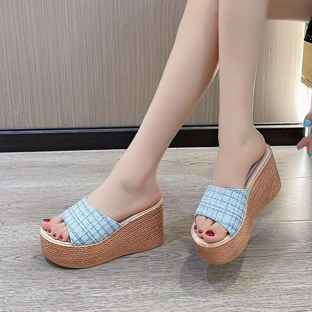 Women s Open Toe Platform Wedge- Beach High Heel Thick Sole Casual Sandals Light Blue Size 6.5
Women s Open Toe Platform Wedge- Beach High Heel Thick Sole Casual Sandals Light Blue Size 6.5