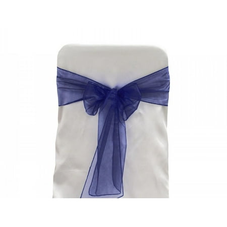 9 x 10 Ft Organza Chair Bows/Sashes Navy(12 pieces)