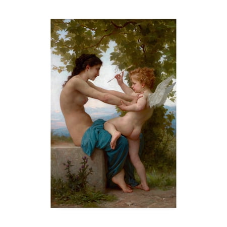 Trademark Fine Art 'A Young Girl Defending Herself against Eros' Canvas Art by Bouguereau