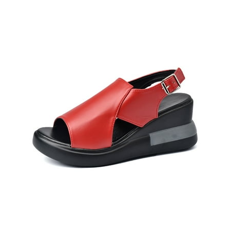 Crocowalk Ladies Wedge Sandal Ankle Buckle Sandals Platform Casual Shoes Womens Wedges Walking Thick Summer Red 8
Crocowalk Ladies Wedge Sandal Ankle Buckle Sandals Platform Casual Shoes Womens Wedges Walking Thick Summer Red 8